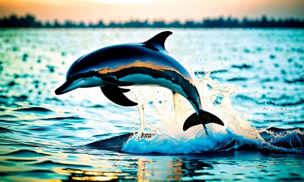 Dolphins jumping out of the water show off beautiful wildlife