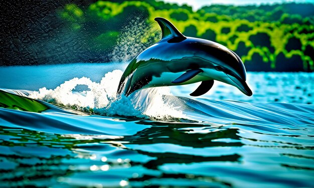 Dolphins jumping out of the water show off beautiful wildlife