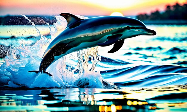 Dolphins jumping out of the water show off beautiful wildlife