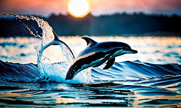 Dolphins jumping out of the water show off beautiful wildlife