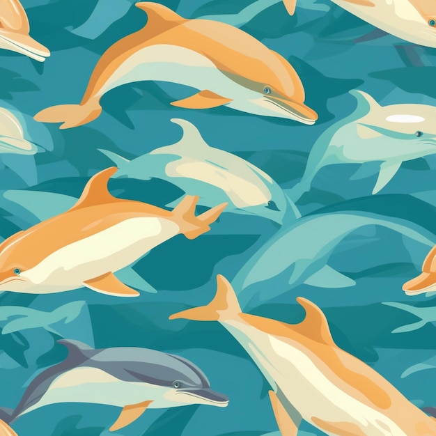 Foto delfini nell'oceano con uno sfondo blu generativo ai