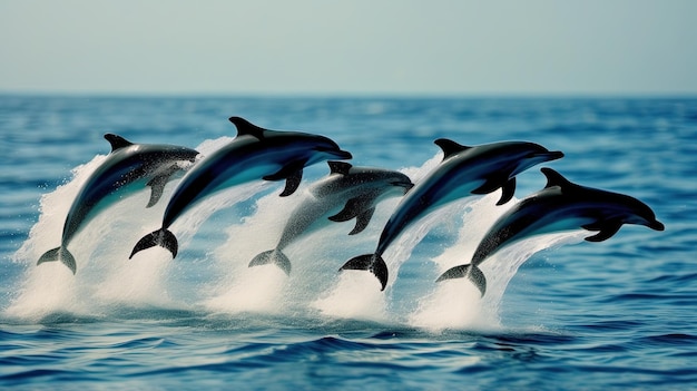 Photo dolphins in the sea