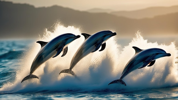 Photo dolphins in the sea