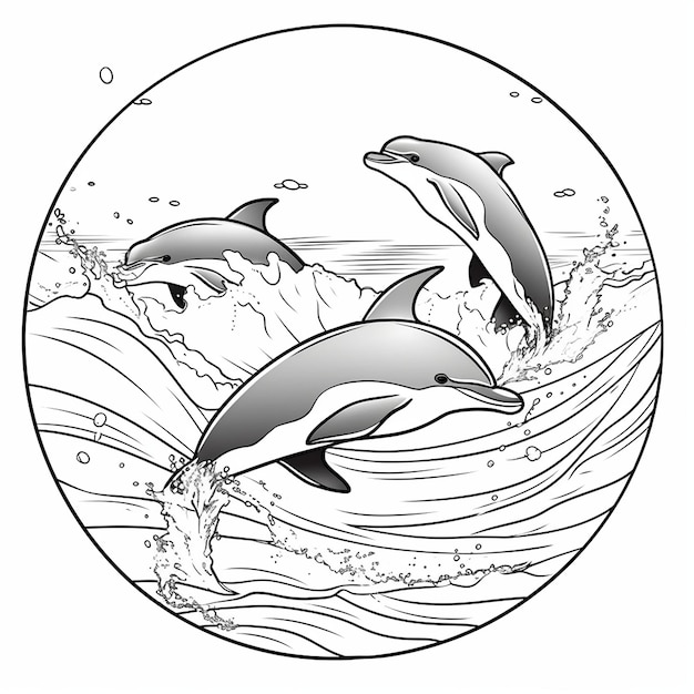 дельфины плавают в воде на фоне дельфинов.