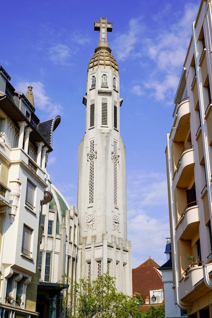 Dome and bell tower of the Art Deco style Church Saint-Blaise in Vichy city France