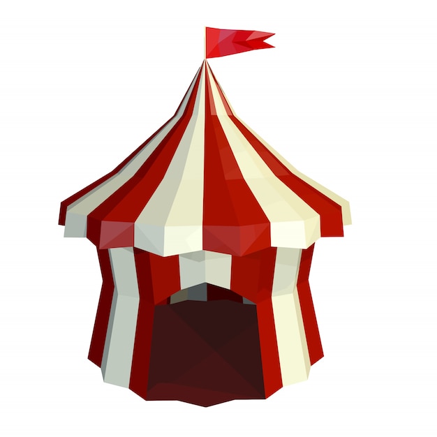 The dome of the circus is isolated on a white background. Circus. Low poly style. 