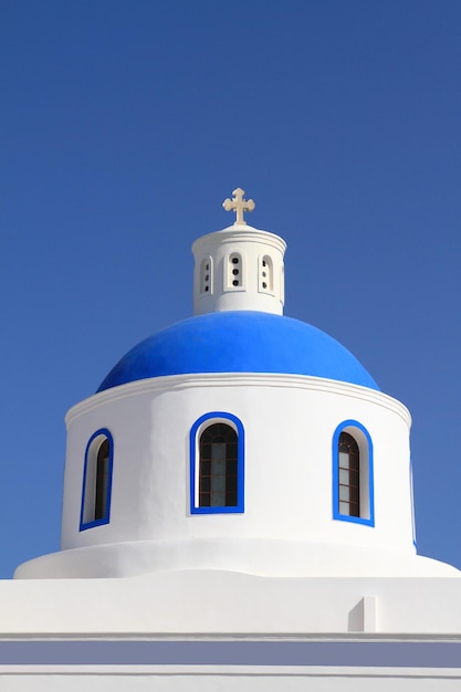 Dome of classical church of Santorini island in Greece