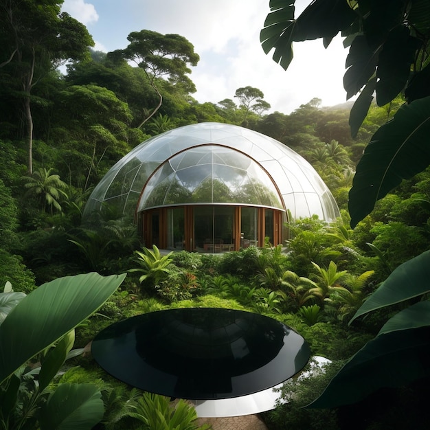 Dome house in forest