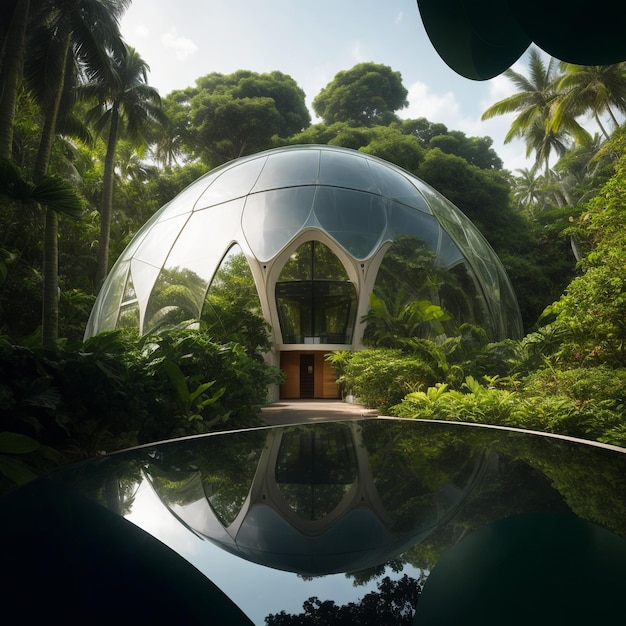 Dome house in forest