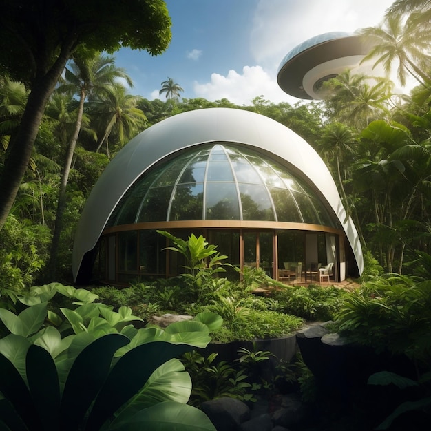 Dome house in forest