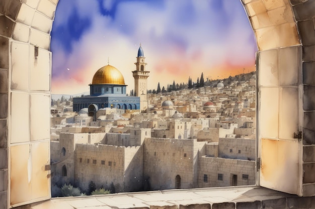 dome of the mosque in jerusalem created with generative AI software