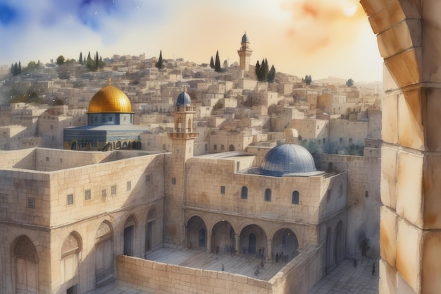 Фото Купол мечети в иерусалиме создан с помощью генеративного программного обеспечения ии