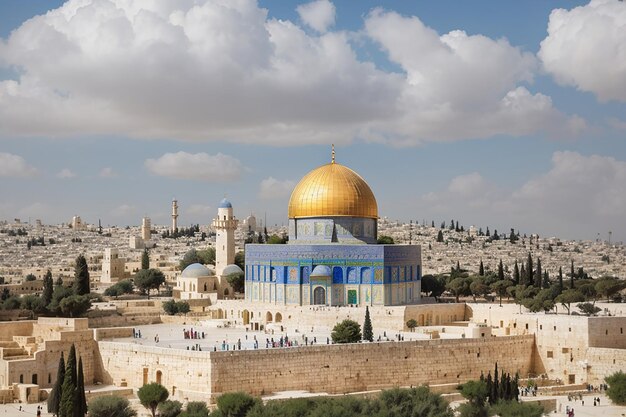 Dome of the rock alaqsa mosque old city of jerusalempalestine