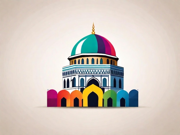 이슬람 디자인의 바위 모스크의 은 라마단 카림과 이드입니다.