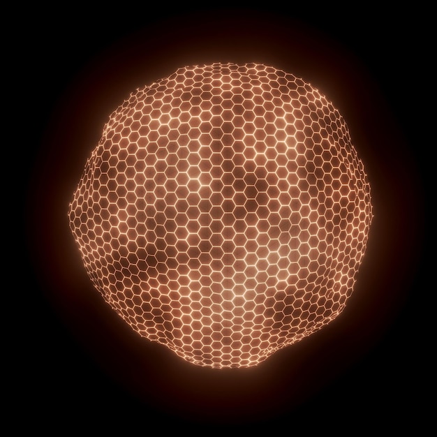 Foto scudo a cupola protezione termica 3d technology style. palla energetica a nido d'ape