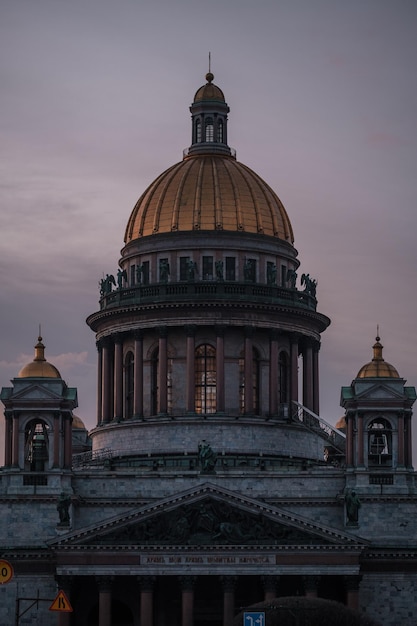 The dome of st isaacs cathedral at sunset