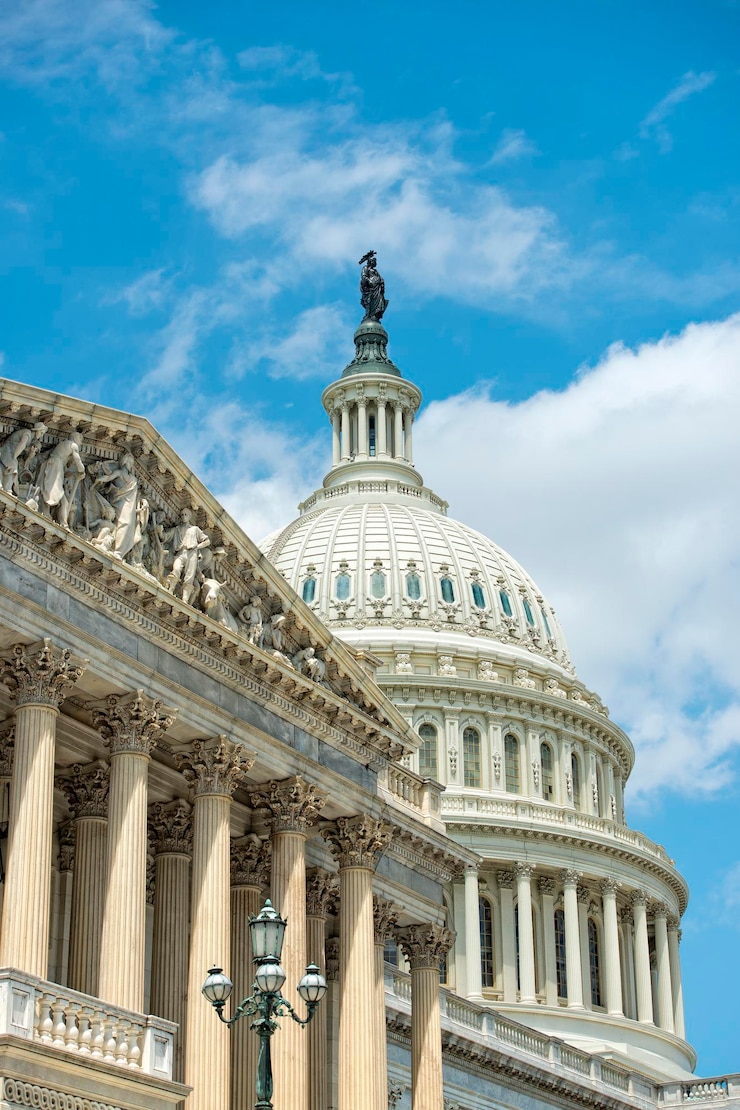 Photo dome of washington dc capitol on cloudy sky
