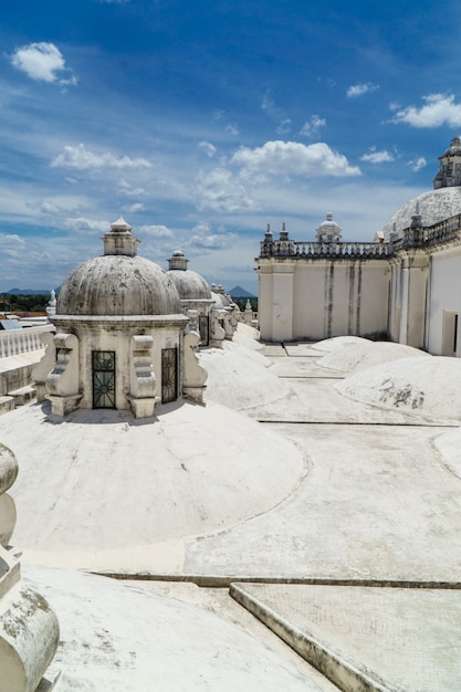 Domes on the white roof of the cathedral of Leon, Nicaragua