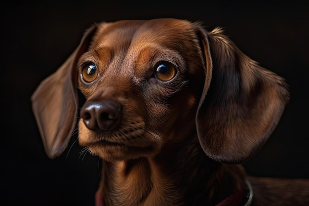 Domestic brown shorthair dog is content