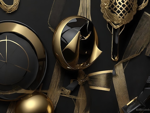 Domineering Black Gold New Year Party Background Material