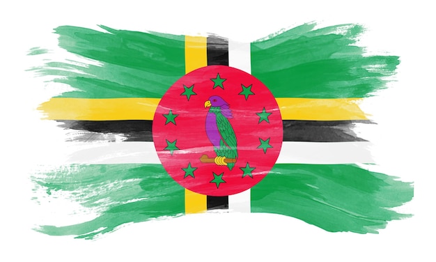 Dominica flag brush stroke, national flag on white background