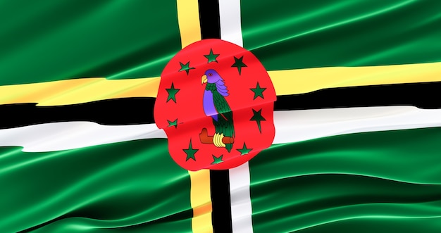 Флаг Доминики на День памяти, Развевающийся флаг Доминики, День независимости.