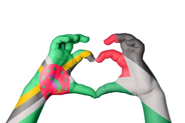 Photo dominica palestine heart hand gesture making heart clipping path