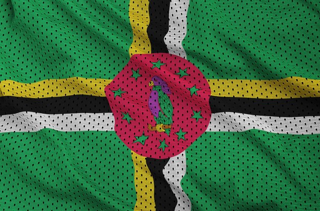 Dominica vlag gedrukt op een polyester nylon sportkleding mesh stof