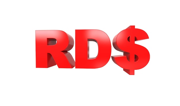 Dominican peso or Peso Dominicano currency symbol of Dominican Republic in Red 3d rendering