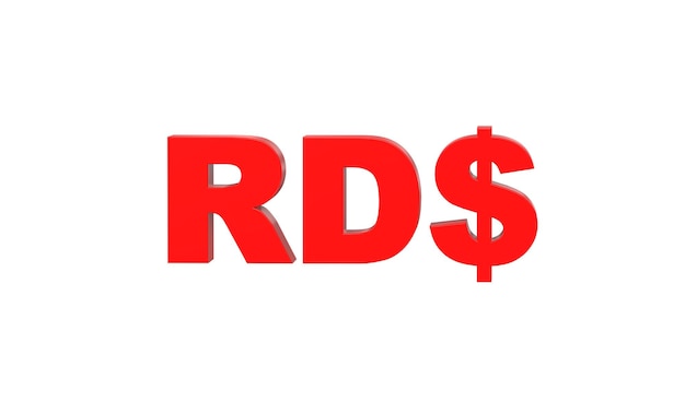 Dominican peso or Peso Dominicano currency symbol of Dominican Republic in Red 3d rendering