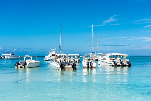 Карибское побережье Доминиканской Республики красивое с бирюзовой водой и пальмами