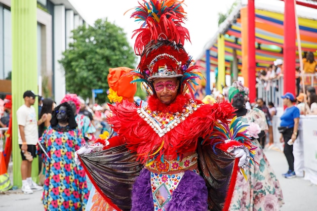 dominican republic punta cana annual carnaval a man in a carnival costume and mask