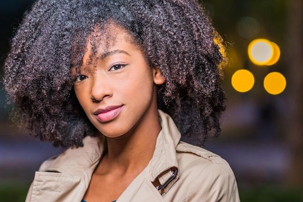 Dominican republic young student woman headshot winter lifestyle afro hair latin portrait