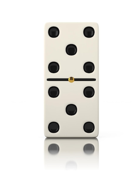 Domino game bone close up isolated on white