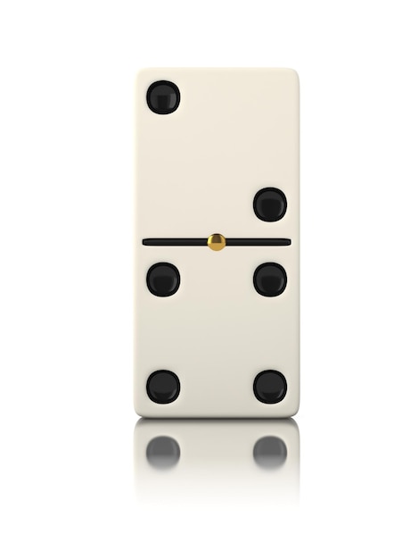 Domino game bone close up isolated on white