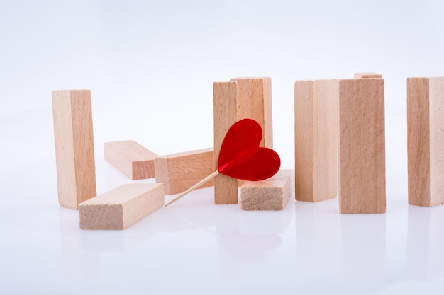 domino pieces and red heart shape