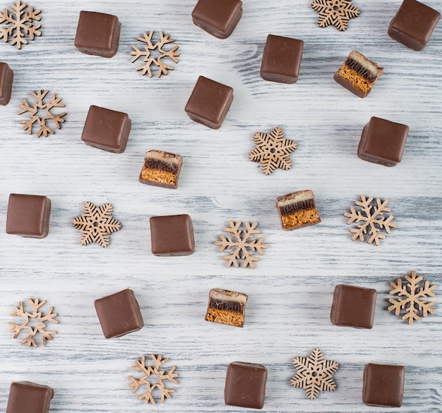 Domino stones, a german traditional christmas sweet with gingerbread, marzipan and jelly covered