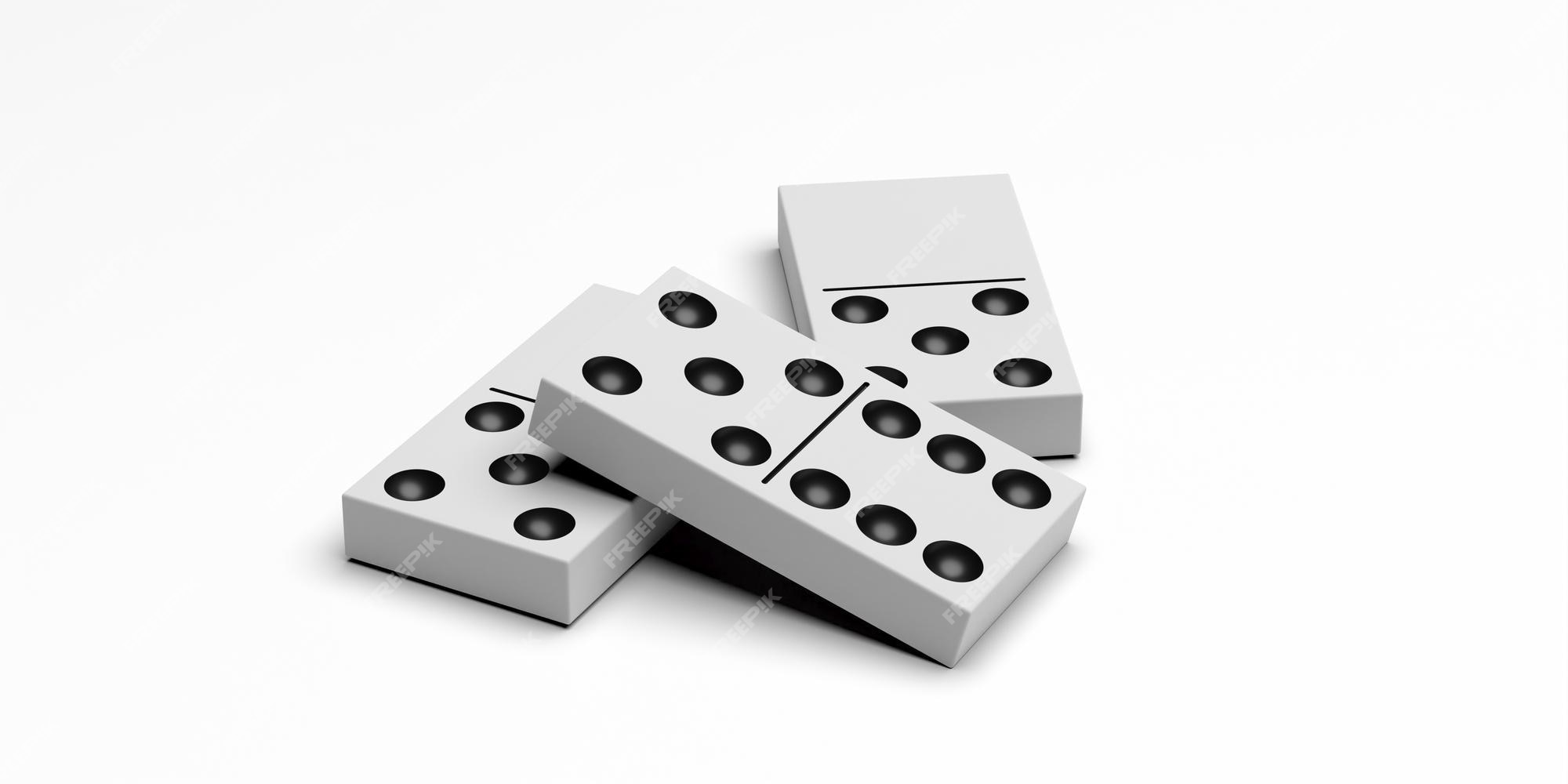 Premium Photo  Dominoes game blocks white color with black dots isolated  against white background 3d illustration