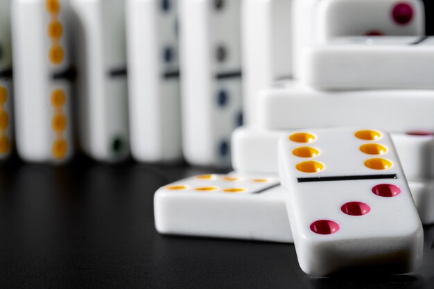 Photo dominoes standing in a row