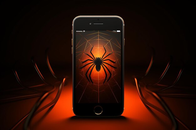 Dompel je onder in de levendige oranje wereld met Spider iPhone Wallpaper AR 32