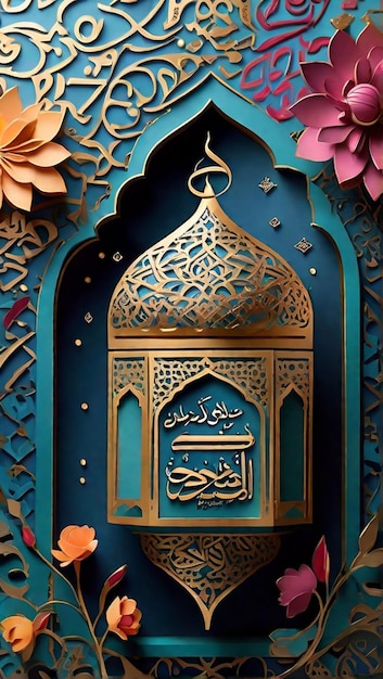 Dompel jezelf in het adembenemende ontwerp van een Ramadan Kareem vakantie uitnodiging