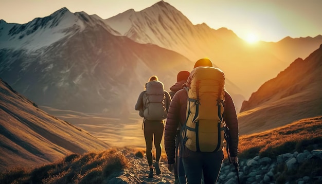 Dompel jezelf onder in de natuur tijdens een bergtrekking-expeditie met Generative AI