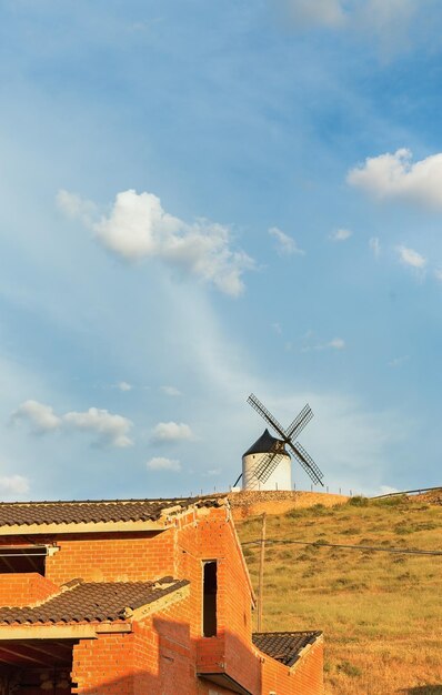 Don Quixote Mills in Consuegro at sunset