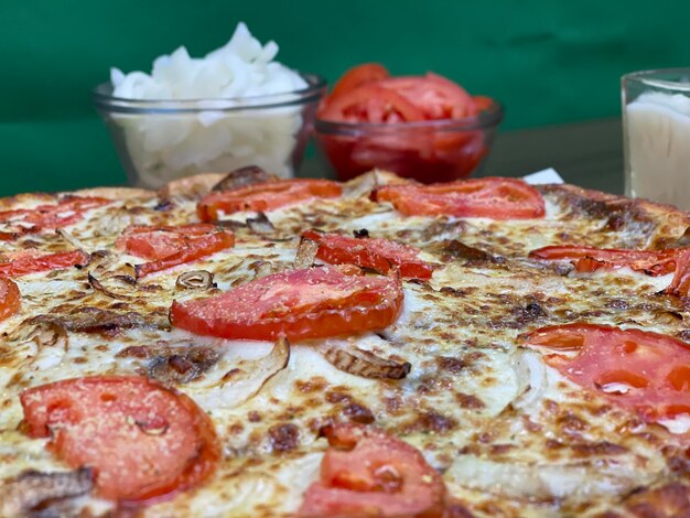 Photo donair pizza with green screen background