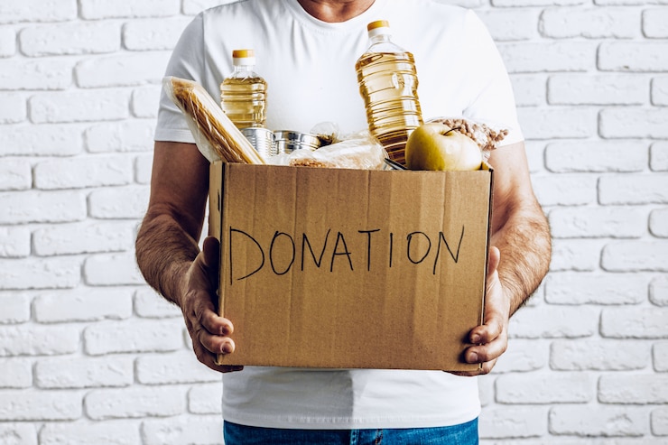 Photo donation box of food for people
