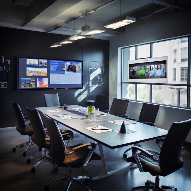 Photo donation planner in conference room with team