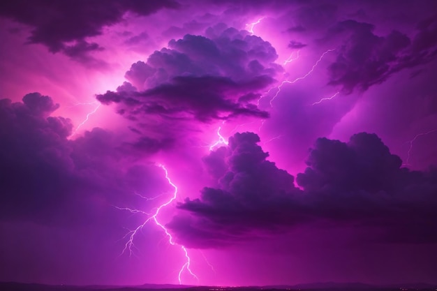 Donderstorm Hemel Roze donderstorm achtergrond Roze dondertorm behang Roze stormachtige hemel achtergrond Regenachtige hemel stormachtige wolken Ai Generatief