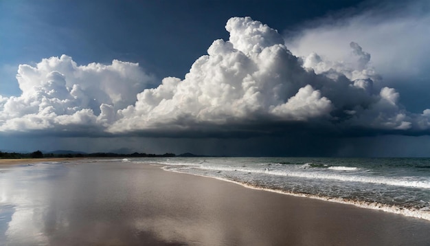 Donderwolken over de zee Natuurlijk zeegebied Grote witte wolken