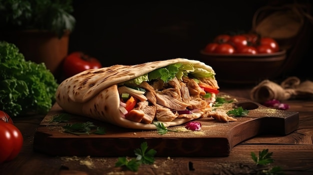 Doner kebab shoarma of doner wrap Generative Ai