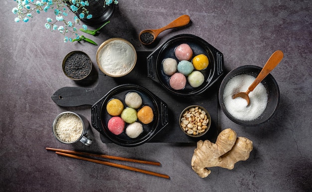 Dong zhi or winter solstice festival family reunion and tang yuan sweet dumplings